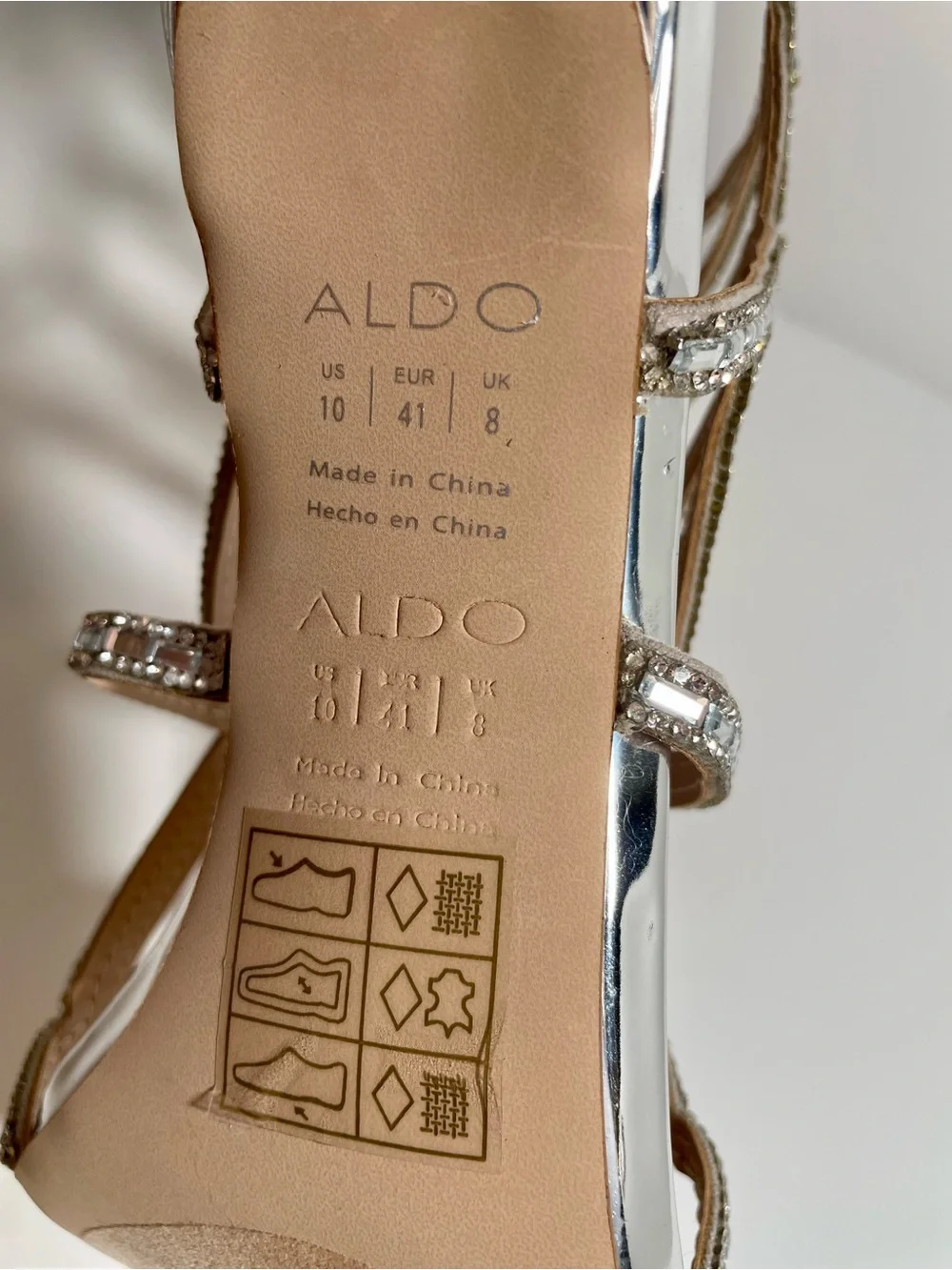 ALDO Silver Crystal Sandal Heels
